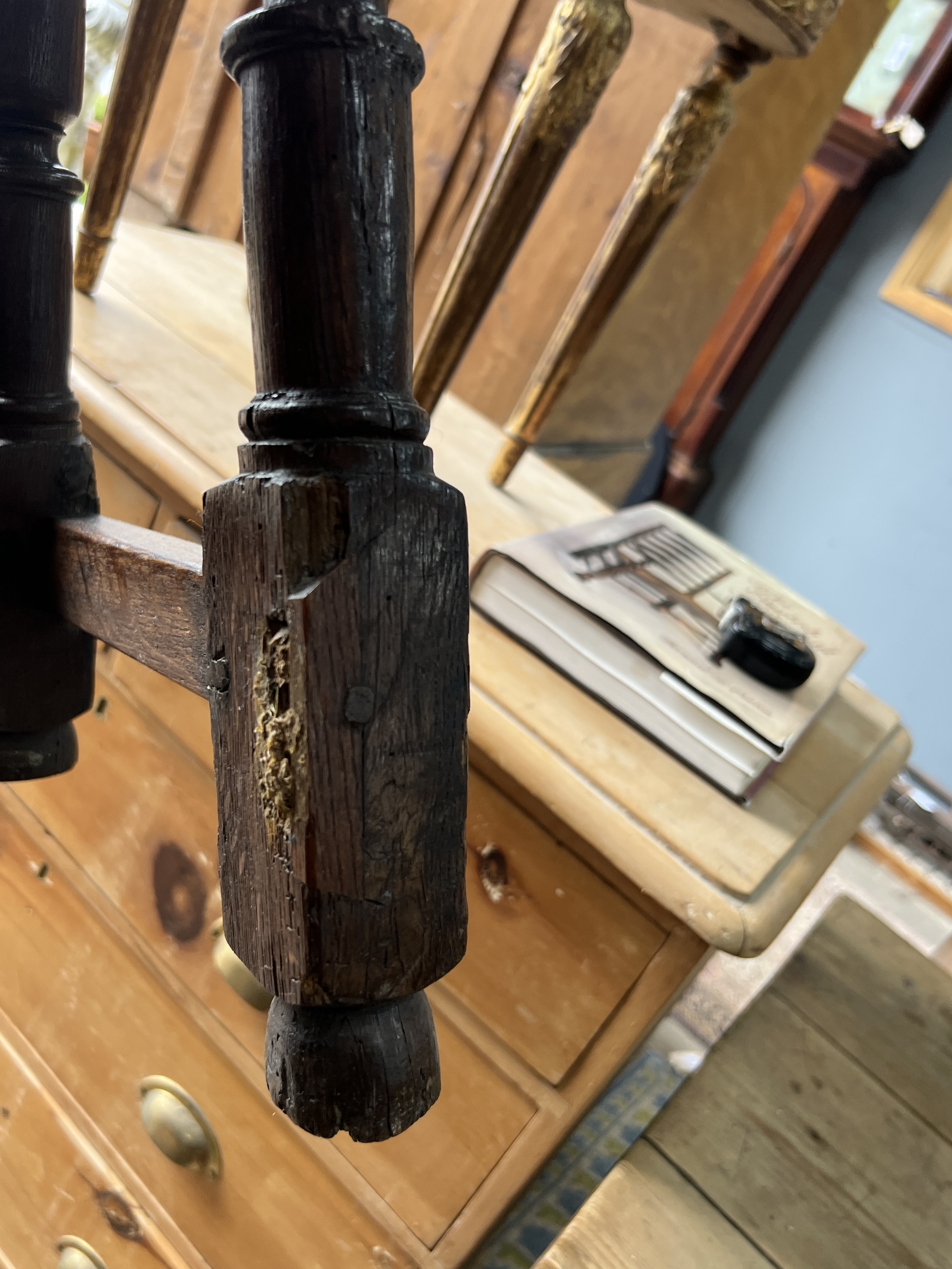 An early 18th century and later rectangular oak joynt stool (a.f.), width 44cm, depth 28cm, height 54cm